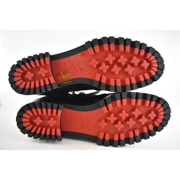 Christian Louboutin Who Runs Flat Crosta Star Black Combat Ankle Boots 35 - Picture 11 of 11